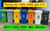 Thùng rác 120 lít 240 lít màu xanh nắp kín- thùng rác y tế- lh 0911.08